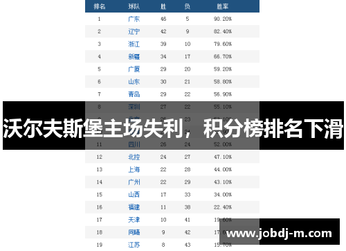 沃尔夫斯堡主场失利，积分榜排名下滑